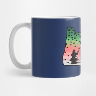 Rainbow Trout Fly Fish Oregon State Map Fly Fishing Fisherman Gifts Mug